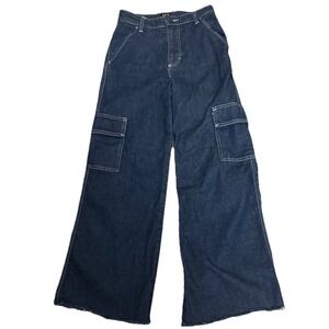 Lee Women's High Rise A-Line‎ Cargo Jeans Pants Size 25 Baggy Rave 90s Wide Leg